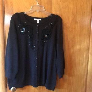 JM Collection Elegant Black Sequin Top